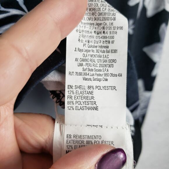 Roxy Women's M Long Sleeve Rash Guard Sun Shirt Black White Floral Hawaiian - Picture 7 of 11